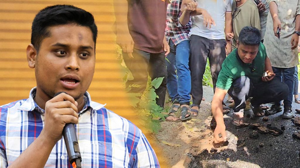 দেবিদ্বারে নিম্নমানের সড়ক নির্মাণ বন্ধ করলেন এনসিপি নেতা হাসনাত আব্দুল্লাহ